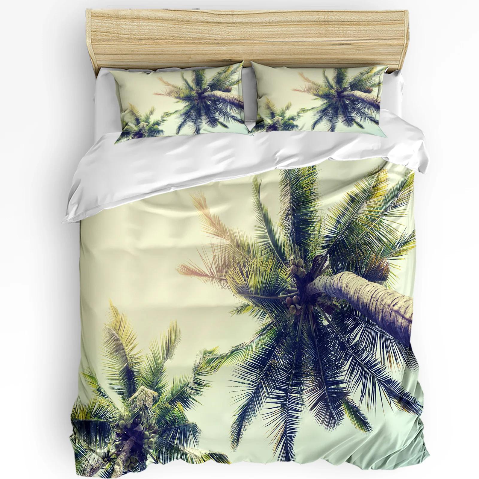Tropical Landscape Beach Palm Trees Bedding Set 3pcs Duvet Cover Pillowcase Kids Adult Quilt Cover Double Bed Set Ho